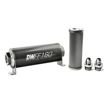 Load image into Gallery viewer, DeatschWerks Stainless Steel 8AN 100 Micron Universal Inline Fuel Filter Housing Kit (160mm)