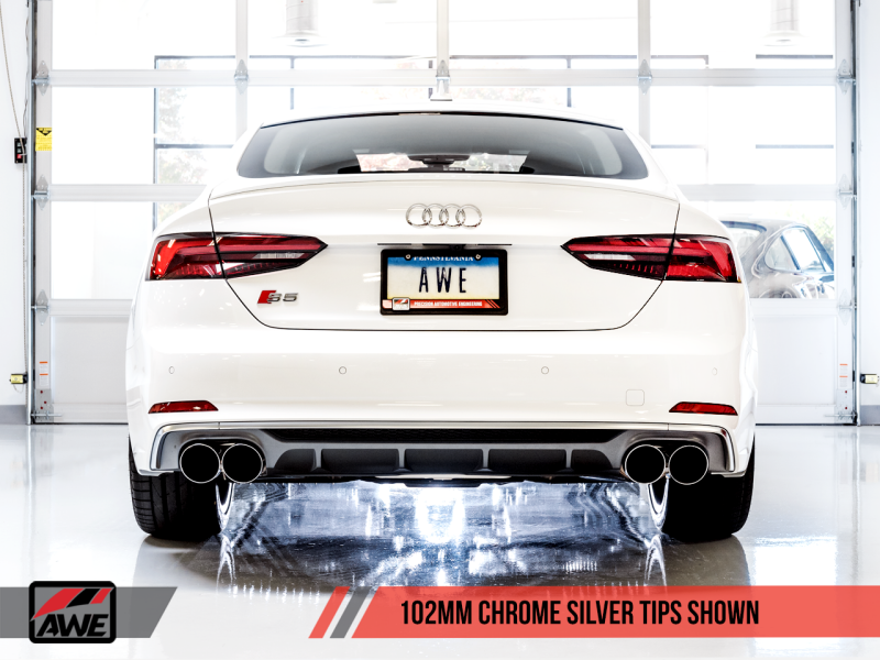 AWE Tuning Audi B9 S5 Sportback Track Edition Exhaust - Non-Resonated (Silver 102mm Tips)